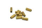 Square Tube Beads - 30 Raw Brass Square Shaped Tube Beads (12x4mm) B11.4 A0680