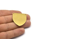 Brass Power Necklace, 12 Raw Brass Stamping Blank Charm, Shield Pendant, (37x31x0.80mm) (b0086)