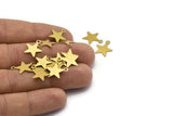 Brass Star Charm, 50 Raw Brass Star Charms,findings (14x12mm) A0263