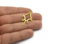Bohemian Earring Finding, 20 Raw Brass Earring Findings With 6 Holes( 36x23mm) Brs 22 A0655