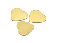Brass Heart Blank, 12 Raw Brass Heart Stamping Blanks Without Holes (19x20x0.80mm) B0200