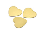 Brass Heart Blank, 12 Raw Brass Heart Stamping Blanks Without Holes (19x20x0.80mm) B0200