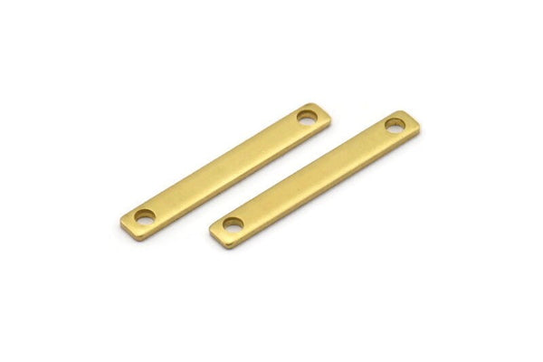Brass Minimalist Bar, 60 Raw Brass Bars with 2 Holes, Connectors (23x3x1mm) BRC 158--A0833