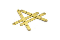 6 Holes Finding, 50 Raw Brass Round Rectangle Connectors With 6 Holes, Findings, Charms (40x4mm) Brs 341 A0313