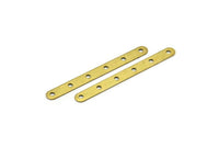 6 Holes Finding, 50 Raw Brass Round Rectangle Connectors With 6 Holes, Findings, Charms (40x4mm) Brs 341 A0313