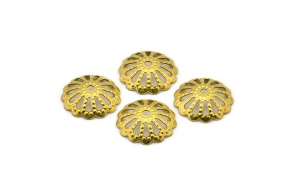 Brass Bead Cap, 20 Raw Brass Bead Caps, Findings (13mm) Brs 605 A0499