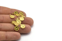 Brass Peace Charm, 100 Raw Brass Peace Sign Charms (8mm) A0516