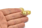 Brass Sun Charm, 4 Raw Brass Sun Pendants With 2 Loops (22x20mm) N1691