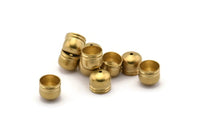 Brass End Cap, 20 Raw Brass Cord Tip End Cap , Cord End - (7x8mm) B0025