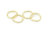 Gold Circle Rings, 12 Gold Lacquer Plated Brass Wavy Circle Rings, Charms (20x0.80x1.5mm) E192 Q0269