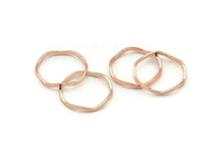 Rose Gold Circle Rings, 12 Rose Gold Lacquer Plated Brass Wavy Circle Rings, Charms (20x0.80x1.5mm) E192 Q0269