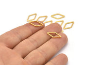 Gold Diamond Connector, 12 Gold Plated Brass Diamond Connectors (9x17x1mm) D0029 Q0056