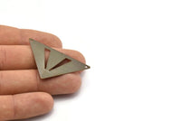 Vintage Triangle Pendant, 10 Antique Bronze Triangle Brass Pendants With 2 Holes (45x35x35mm) Pen 3091v K108
