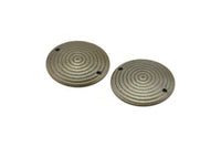 Round Spiral Charm, 10 Antique Brass Round Spiral Charms Findings Connector (20mm) Pen 668 K056