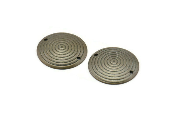 Round Spiral Charm, 10 Antique Brass Round Spiral Charms Findings Connector (20mm) Pen 668 K056