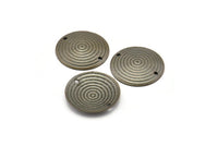 Round Spiral Charm, 10 Antique Brass Round Spiral Charms Findings Connector (20mm) Pen 668 K056