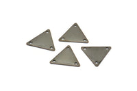 Vintage Triangle Charm, 100 Antique Brass Triangle Charms with 3 Holes (12x14mm) K095