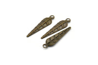 Vintage Leaf Charm, 50 Antique Brass Leaf Charms, Findings (20x5mm) K080