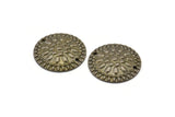 Textured Round Connectors, 25 Antique Brass Round Connectors, Charms, Pendant, Findings (20mm) Pen 390 K055