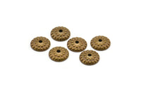 Brass Bead Cap, 100 Antique Brass Round Middle Hole Bead Caps, Connectors, Findings, Charms  (9mm) Pen 353    K024