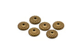 Brass Bead Cap, 100 Antique Brass Round Middle Hole Bead Caps, Connectors, Findings, Charms  (9mm) Pen 353    K024
