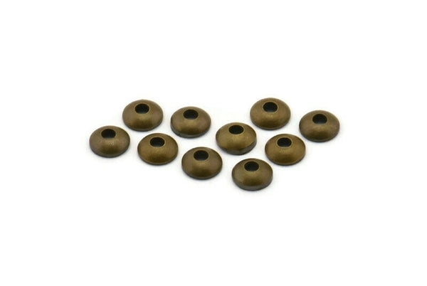 Middle Hole Connector, 250 Antique Brass Round Cambered Middle Hole Connector, Findings (4mm) K016