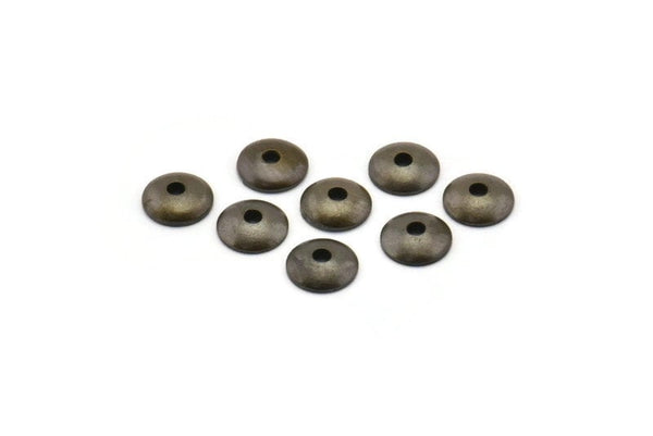 Dark Bead Caps, 100 Antique Brass Round Cambered Middle Hole Connector, Findings, Bead Caps (6mm) K017