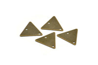 Antique Brass Geometric Charm, 50 Antique Brass Triangle Charms With 2 Holes (12x14mm) K101