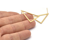 Gold Triangle Earring, 4 Gold Plated Brass Triangle Stud Earrings (34x34x27mm) Bs-1306 A1748