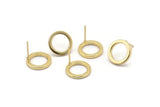 Gold Circle Earrings, 4 Gold Plated Brass Circle Stud Earrings (14x2x2mm) Bs 1346 A1766