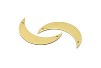 Moon Crescent Charm, 10 Raw Brass Moons with 2 Holes (44x11x0.80mm) Moon18