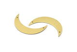 Moon Crescent Charm, 10 Raw Brass Moons with 2 Holes (44x11x0.80mm) Moon18