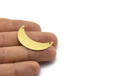 Brass Horn Blank, 10 Raw Brass Moons With 2 Holes, (35x11x0.80mm) Moon11