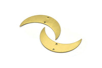 Pirinç Ay Takıları, 2 Delikli 10 Ham Pirinç Ay, Boynuz Kolye Takısı (44x12x0,80 mm) Moon19