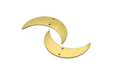 Pirinç Ay Takıları, 2 Delikli 10 Ham Pirinç Ay, Boynuz Kolye Takısı (44x12x0,80 mm) Moon19