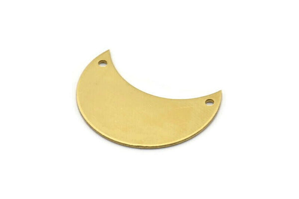 Brass Crescent Moon, 10 Raw Brass Moons With 2 Holes, (30x15x0.80mm) Moon8
