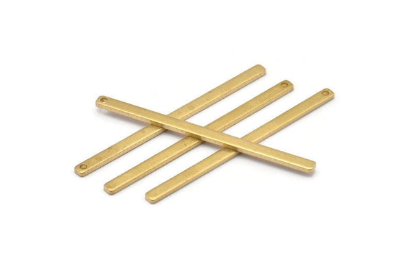 Brass Necklace Bar, 24 Raw Brass Stick Neckalce Bars With 1 Hole, Findings, Earrings (47x2.5x1.2mm) D1155