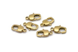 Brass Parrot Clasp, 10 Raw Brass Lobster Claw Clasps (16x7.8mm) Bs-1226--n0592