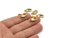 Brass Parrot Clasp, 10 Raw Brass Lobster Claw Clasps (16x7.8mm) Bs-1226--n0592