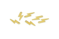 Brass Lightening Charm, 50 Raw Brass Lightening Bolt Charms (14x5mm) Brs 1450 A0466