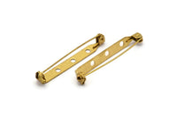 Brass Brooch Pin, 20 Raw Brass Brooch Pin Back Base Safety Pins With 3 Holes (39mm) A0526