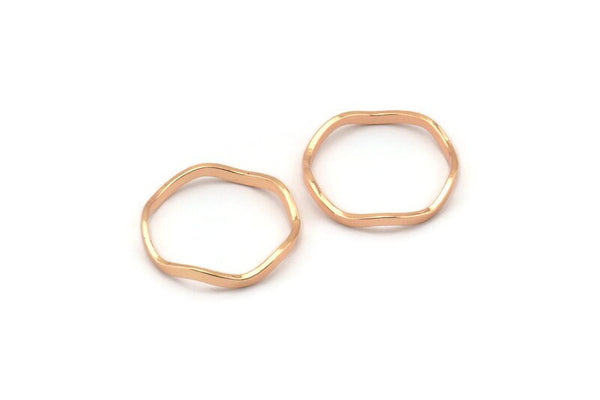 Rose Gold Circle Rings, 24 Rose Gold Lacquer Plated Brass Wavy Circle Rings, Charms (17.50x0.80x1.5mm) E188 Q0324