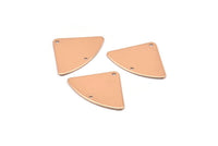 Rose Gold Geometric Charm, 4 Rose Gold Plated Brass Fan Connectors With 2 Holes, Earrings, Findings (18x26x0.60mm) D904