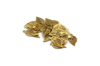 Brass Leaf Charm, 100 Raw Brass Leaf Charms (11.5x6mm) K205