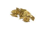 Brass Leaf Charm, 100 Raw Brass Leaf Charms (11.5x6mm) K205