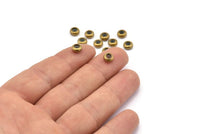 Brass Bead Keeper, 12 Raw Brass Bead Keeper, Silicone And Brass, Rondelle (6x3mm) Y312 Y067