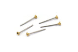 Stainless Post with Cup Pad, 100 Stainless Steel Earring Posts With Raw Brass 2mm Cup, Bowl Pad, Ear Stud A0849