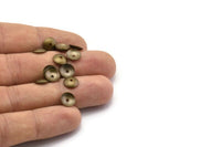 Brass Connector Bead, 250 Antique Brass Round Middle Hole Bead Caps, Connectors, Findings, Charms  (8mm)  K018