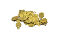 Brass Oval Charm, 50 Raw Brass Oval Charms, Findings (13x7mm) Brs 109 A0651
