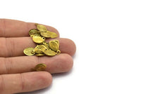 Brass Oval Charm, 50 Raw Brass Oval Charms, Findings (13x7mm) Brs 109 A0651